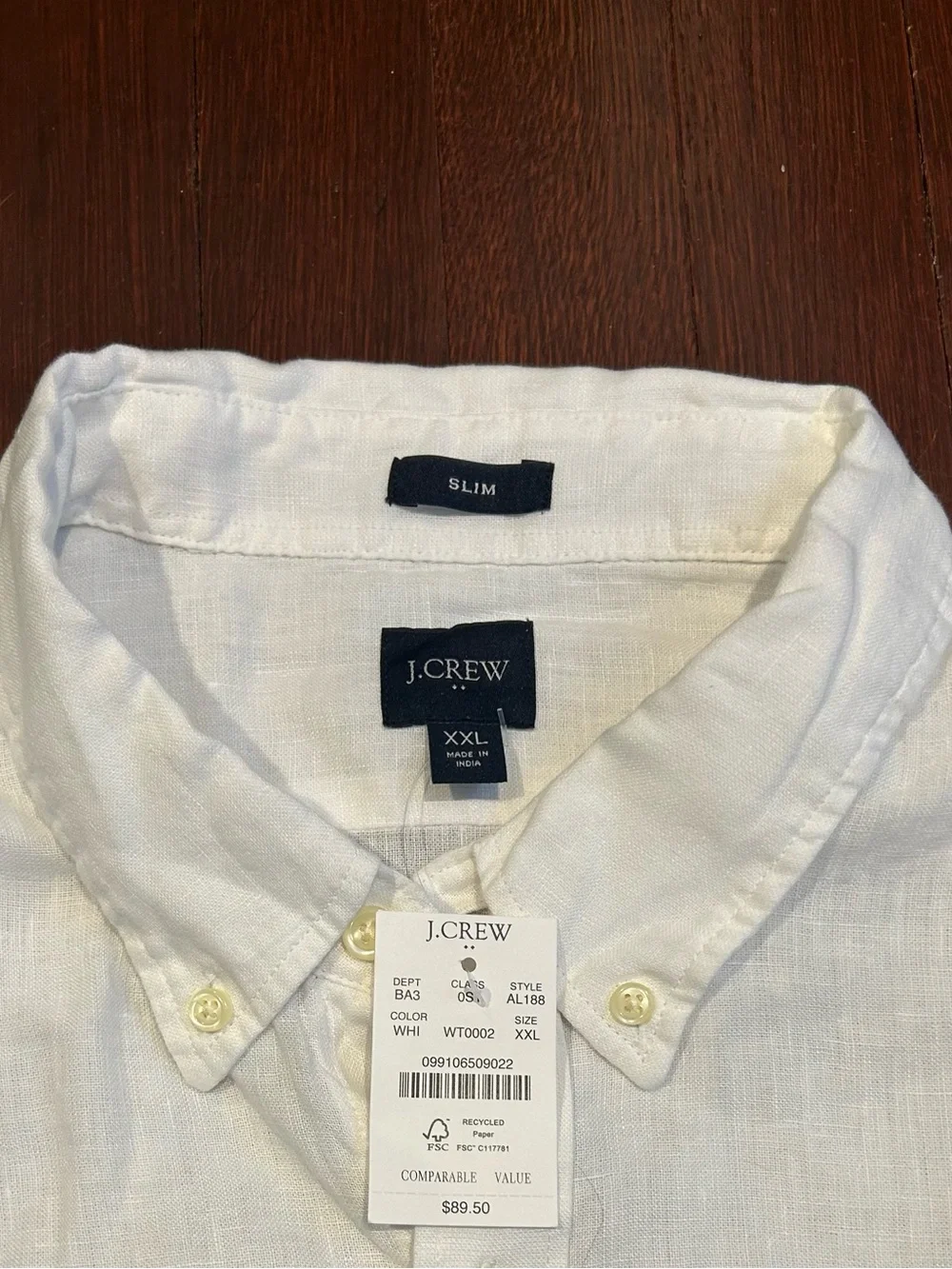 J. Crew White Linen Short-Sleeve Button-Down Shirt